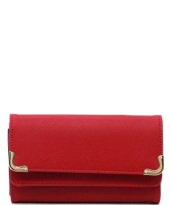 Saffiano Tri-fold Clutch Wallet Cell Phone Wallet SA016 RED